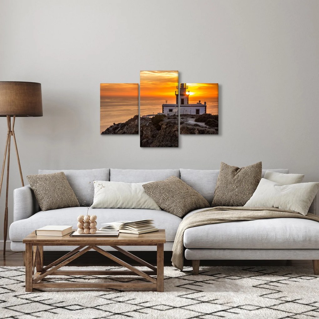 Világítótorony naplementekor képe (90x60 cm)