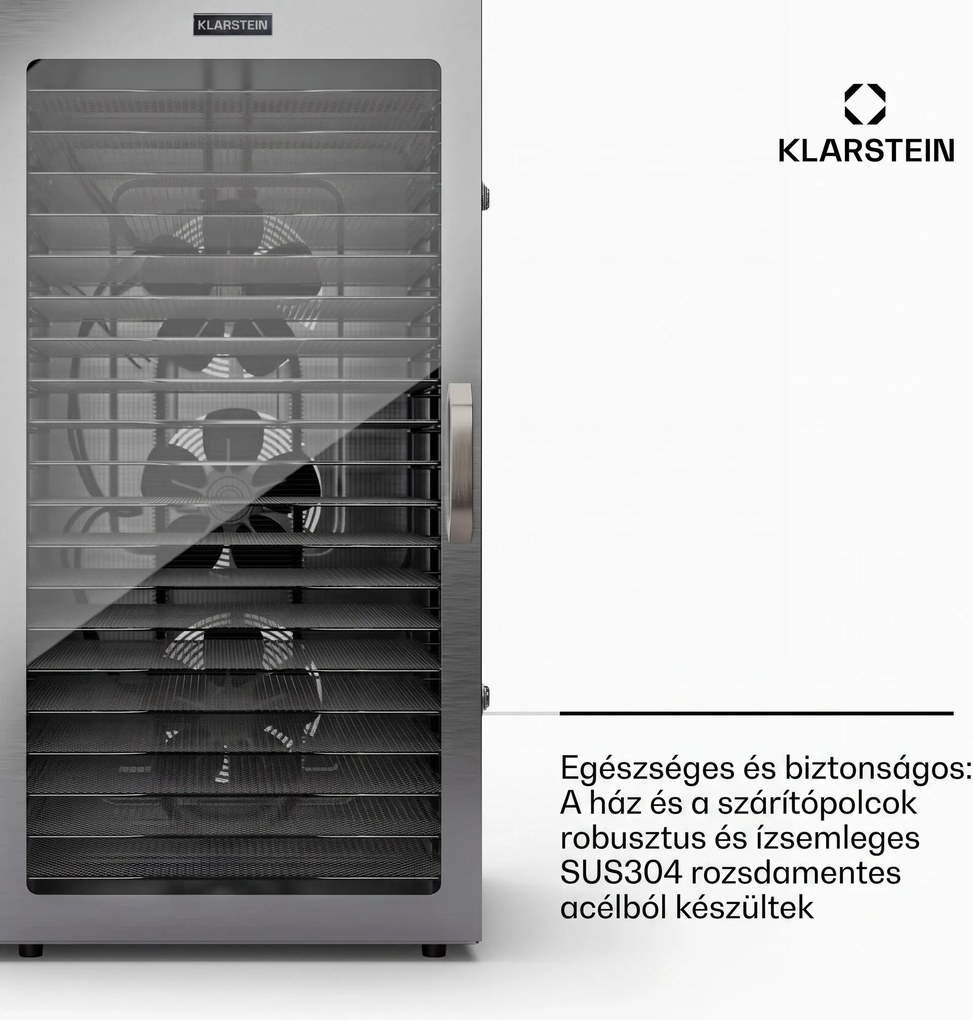Klarstein Captain Jerky 200 Aszalógép 2000W 30-90 °C 24 órás időzítő Rozsdamentes acél