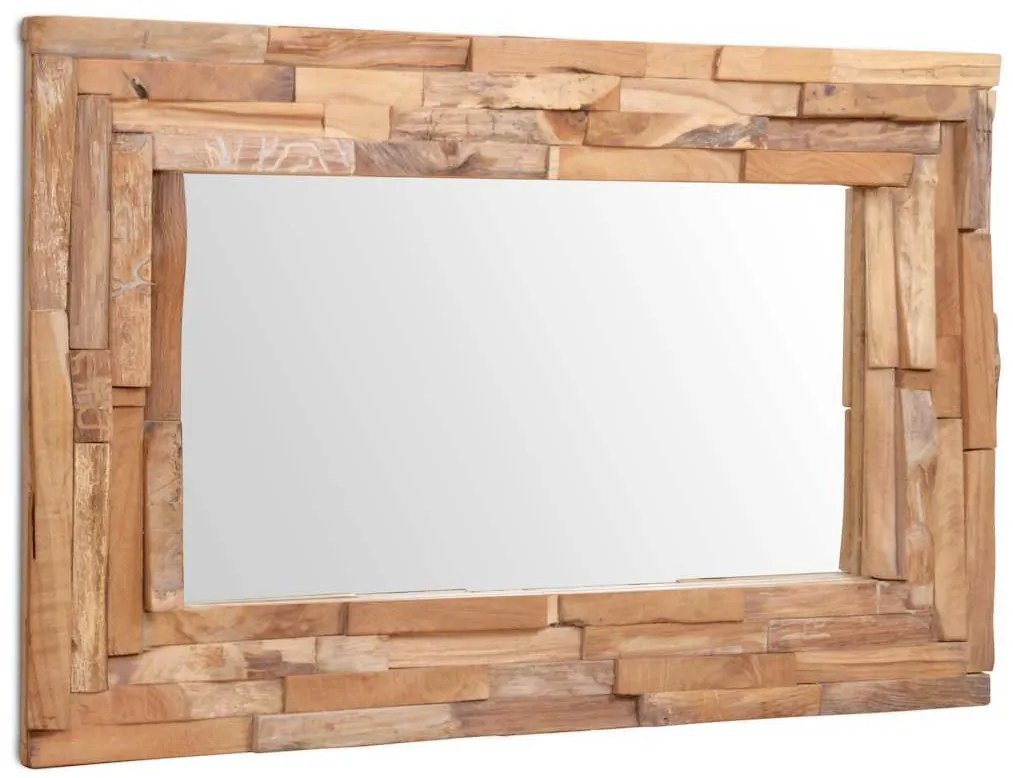 vidaXL dekoratív és téglalap-alakú tükör tíkfából 90 x 60 cm