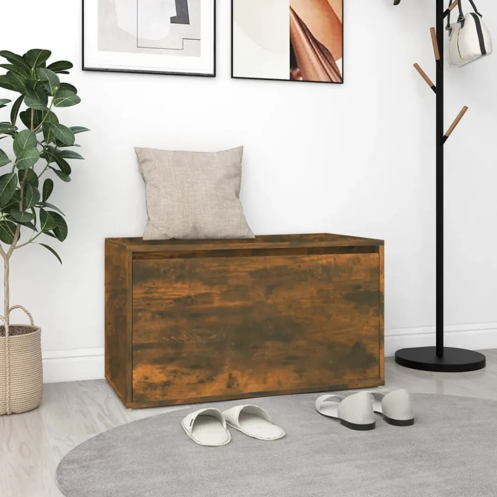füstös tölgy színű szerelt fa előszobapad 80 x 40 x 45 cm