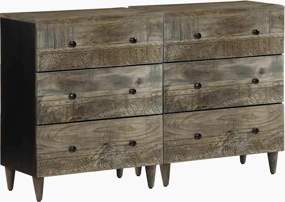 vidaXL 2 db világosszürke tömör mangófa tálalószekrény 60x33,5x75 cm