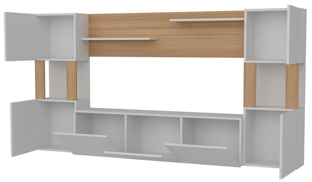 TV szekrény Lore - White, Teak