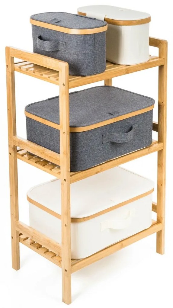 G21 tárolódoboz 30 x 15 x 15 cm, bambusz, fedéllel, bézs