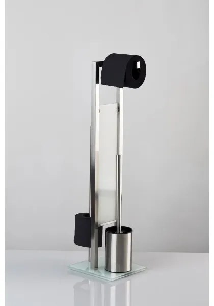 WENKO 21564100 - RIVALTA WC-kefe 18x70 cm, rozsdamentes acél/ezüst/fehér/fekete