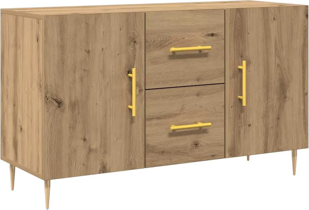 vidaXL kézműves tölgy színű szerelt fa tálalószekrény 100 x 36 x 60 cm