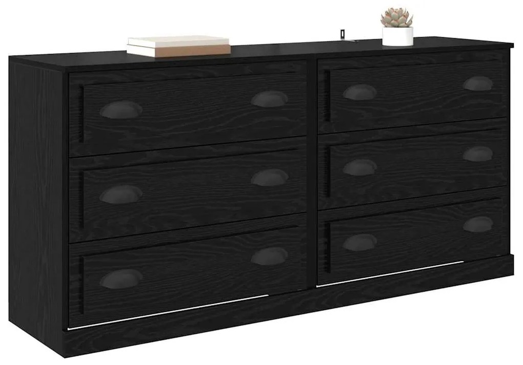 Oldalszekrények 2 pcs Fekete tölgy 70 x 35,5 x 67,5 cm Faanyag