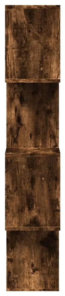 4 szintes füstös tölgy fa elválasztó könyvespolc 70x24x129 cm
