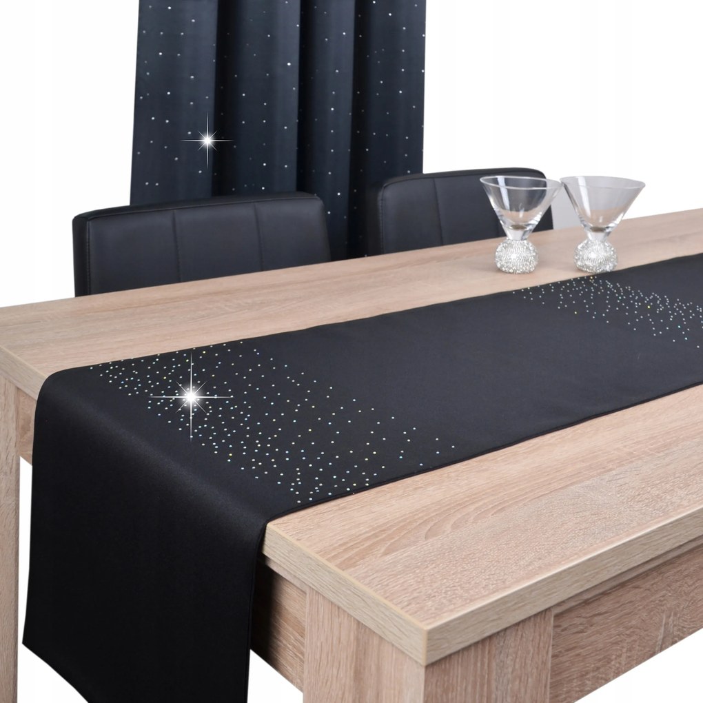 Dekorációs öv Rubin 40x160 asztali futó strasszos fekete
