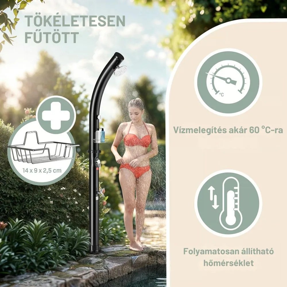 BOW napelemes zuhanyzó, 20l, fekete Monzana