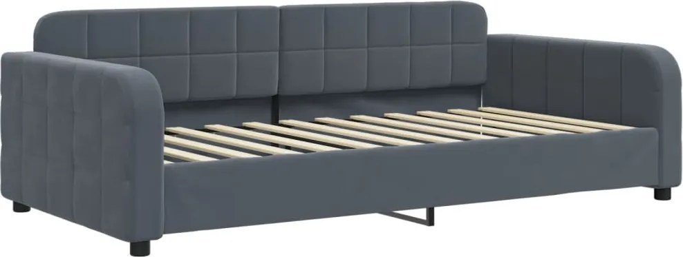 vidaXL sötétszürke bársony kanapéágy 90x200 cm
