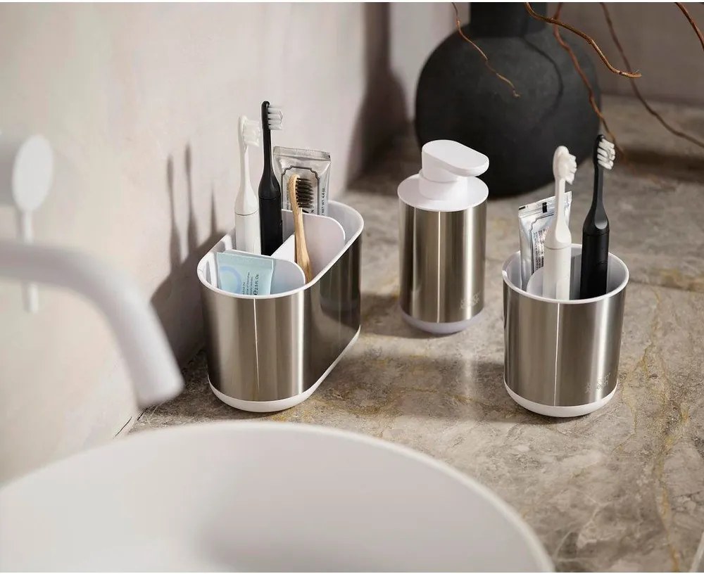 Ezüstszínű rozsdamentes acél szappanadagoló 300 ml Duo Steel – Joseph Joseph