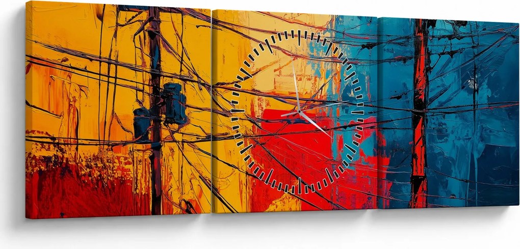Kép - Absztrakt elektromos vezetékek (órával) (90x30 cm)