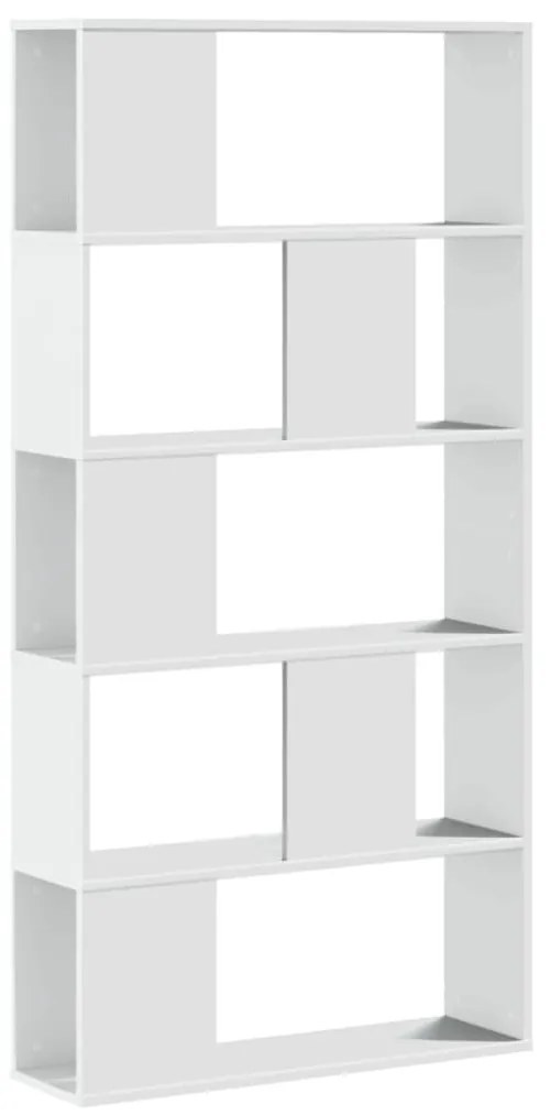 5-szintes fehér szerelt fa könyvespolc 80,5 x 23,5 x 162,5 cm