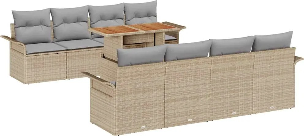 vidaXL Kerti Kanapé Szett 7 pcs Beige és Világosszürke polirattan