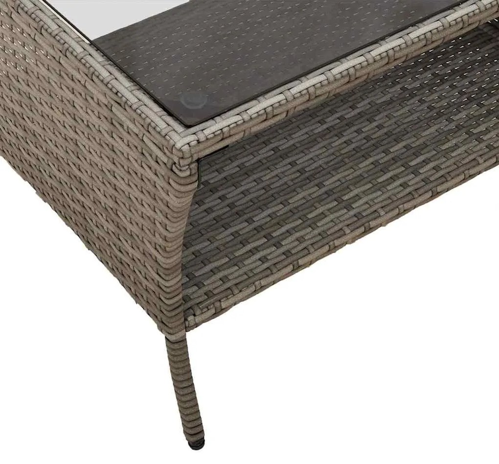 2 személyes szürke polyrattan kerti kanapé asztallal&amp;párnával