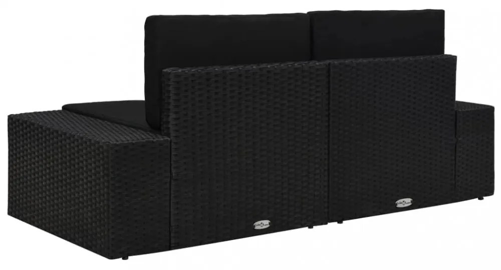 2 személyes fekete elemes polyrattan kanapé