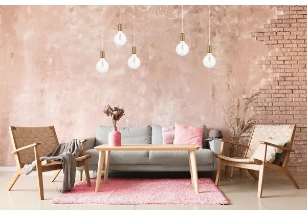 Csillár zsinóron MIROS 5xE27/60W/230V pók fehér/arany