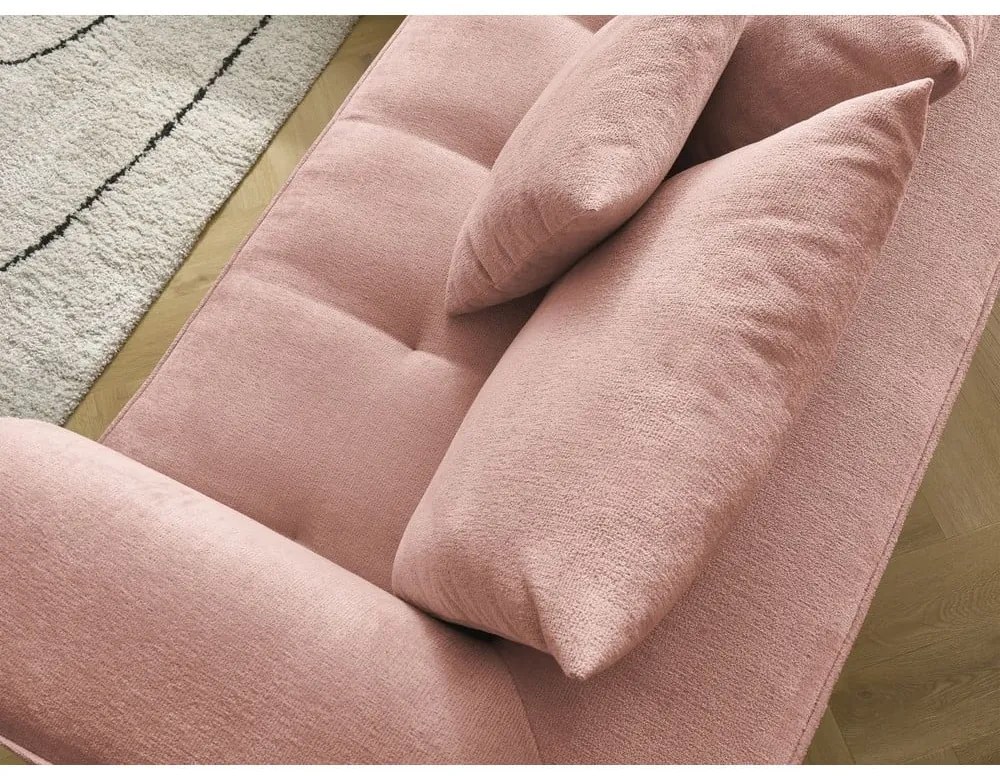 Rózsaszín zsenília sarokkanapé (bal oldali-L alakú) Whesley – Bobochic Paris