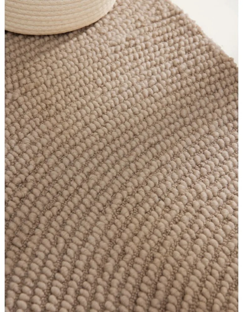 Bézs kézi szövésű gyapjú kerek szőnyeg ø 120 cm Calmio – Hanse Home