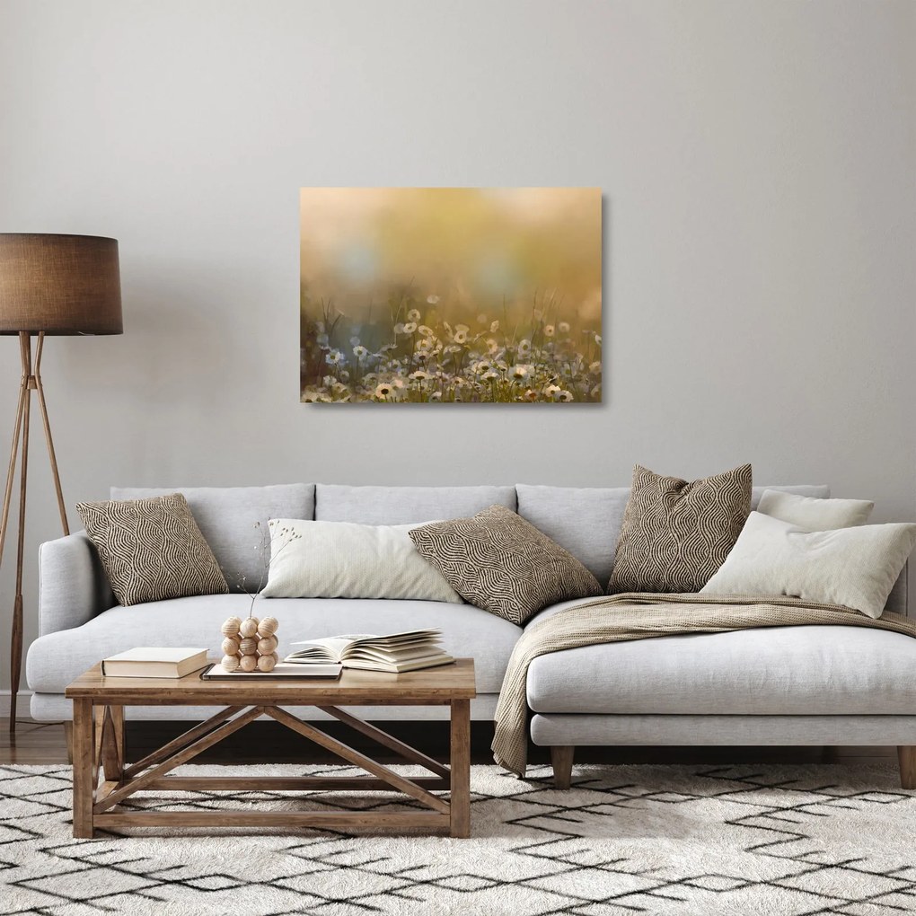 Kép - százszorszép olajfestmény (üvegen) (70x50 cm)