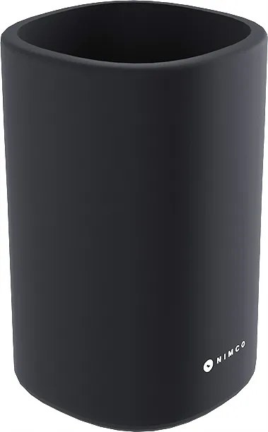 Nimco Eni fogkefetartó pohárral és tartóval, fekete kerámia Enc 58-90_