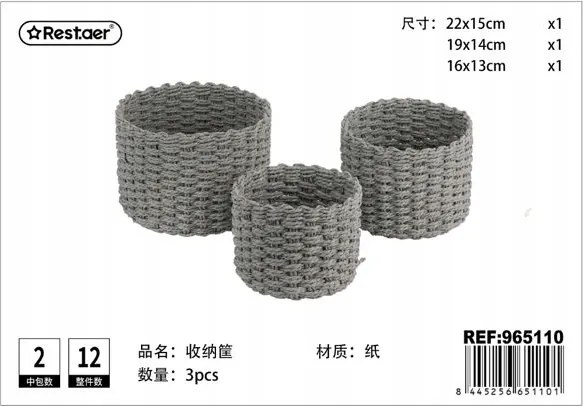 Kerek Tároló Kosár Szürke Papírszál