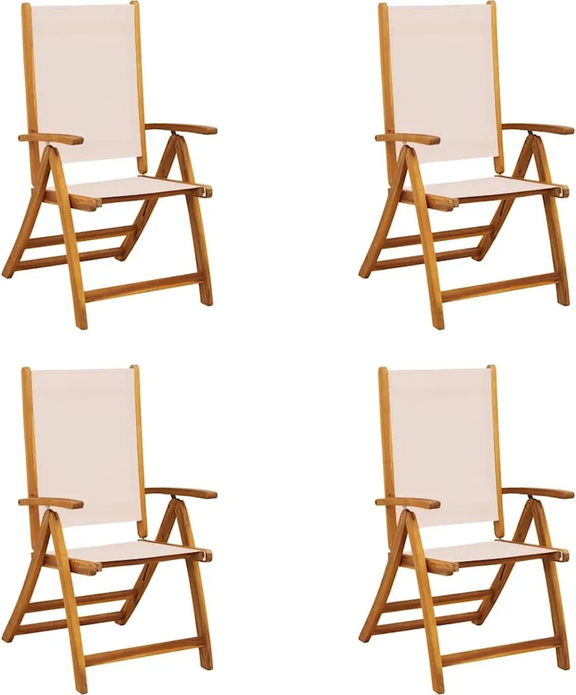 vidaXL 4 db tömör akácfa és textilén összecsukható kerti szék
