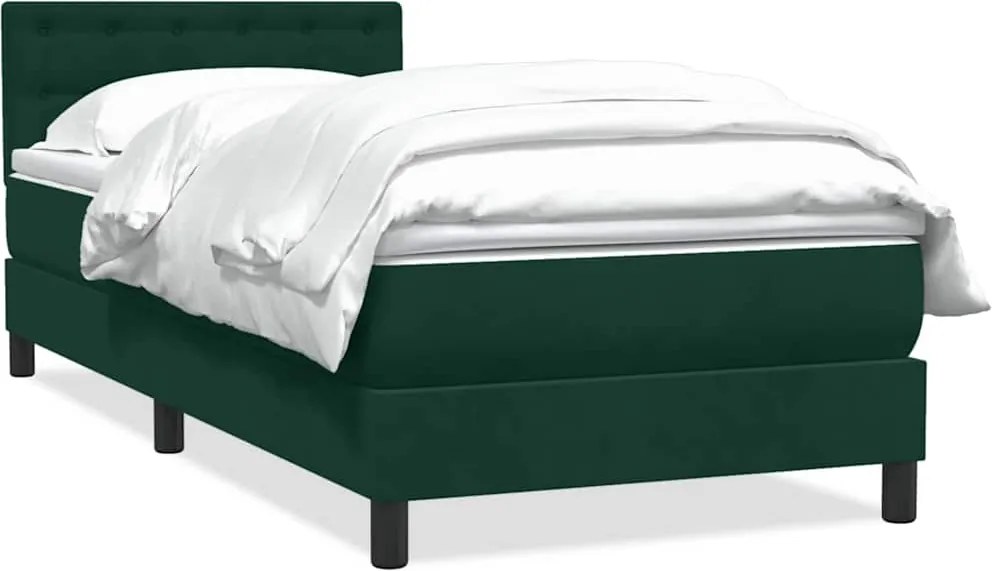 vidaXL sötétzöld bársony rugós ágy matraccal 80x220 cm