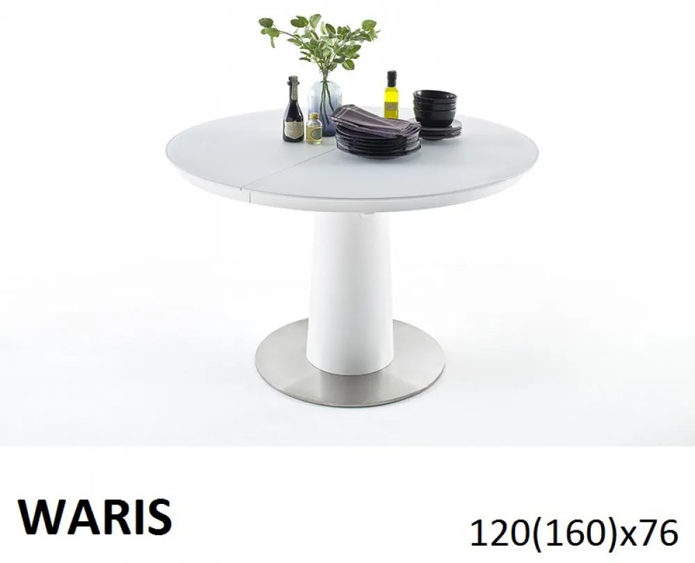 Waris Matt Fehér Lakkozott MDF-Üveg Bővíthető Étkezőasztal 120-160cm