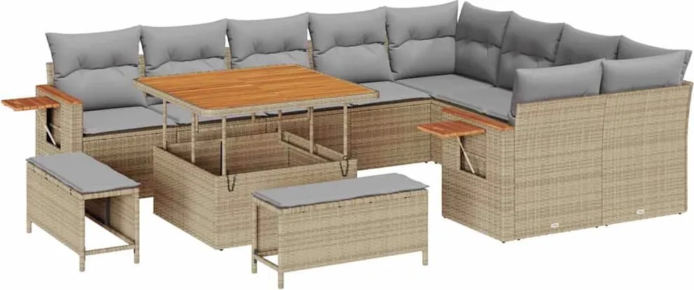 vidaXL Kerti Kanapé Szett párnával 12 pcs Beige és Világosszürke