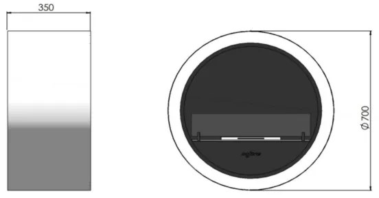 InFire - Függő BIO kandalló á. 70 cm fekete
