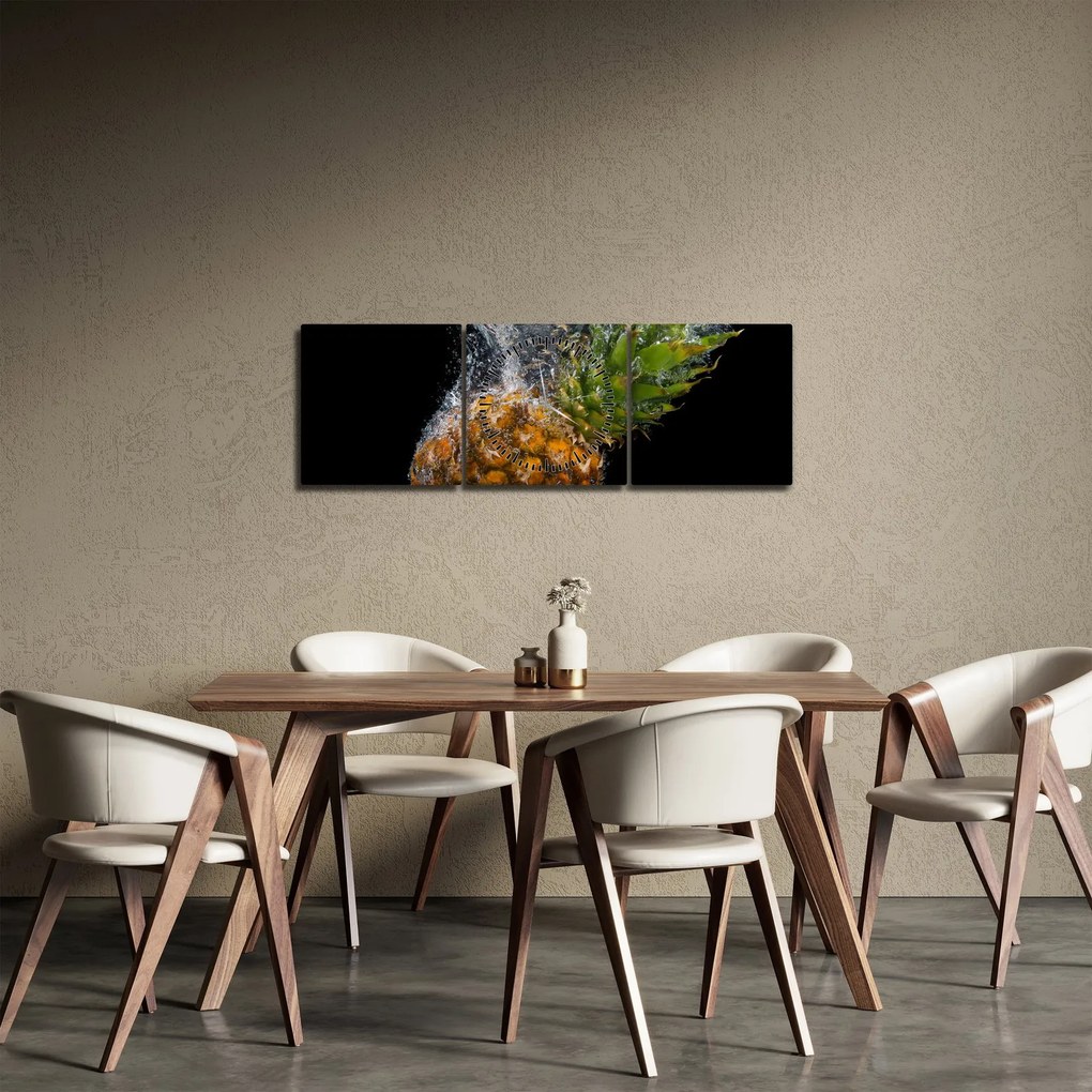 Ananász a vízben képe (órával) (90x30 cm)