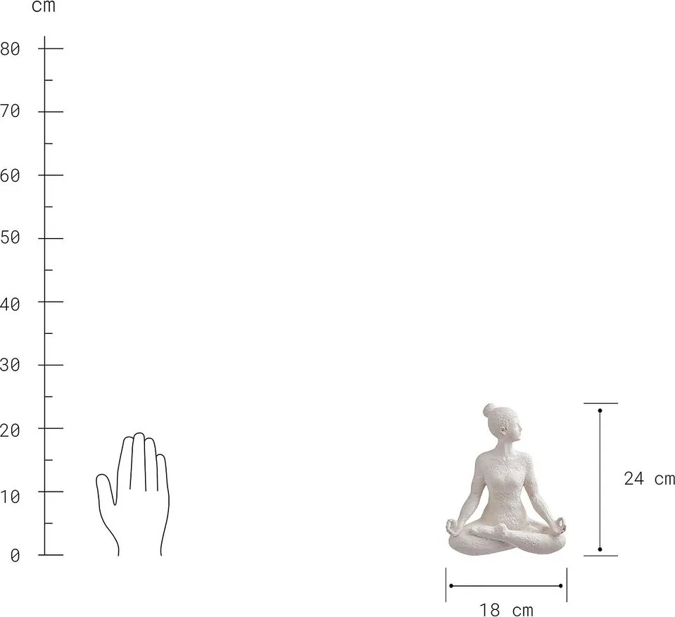 LOTUS dekor szobor, fehér 24cm