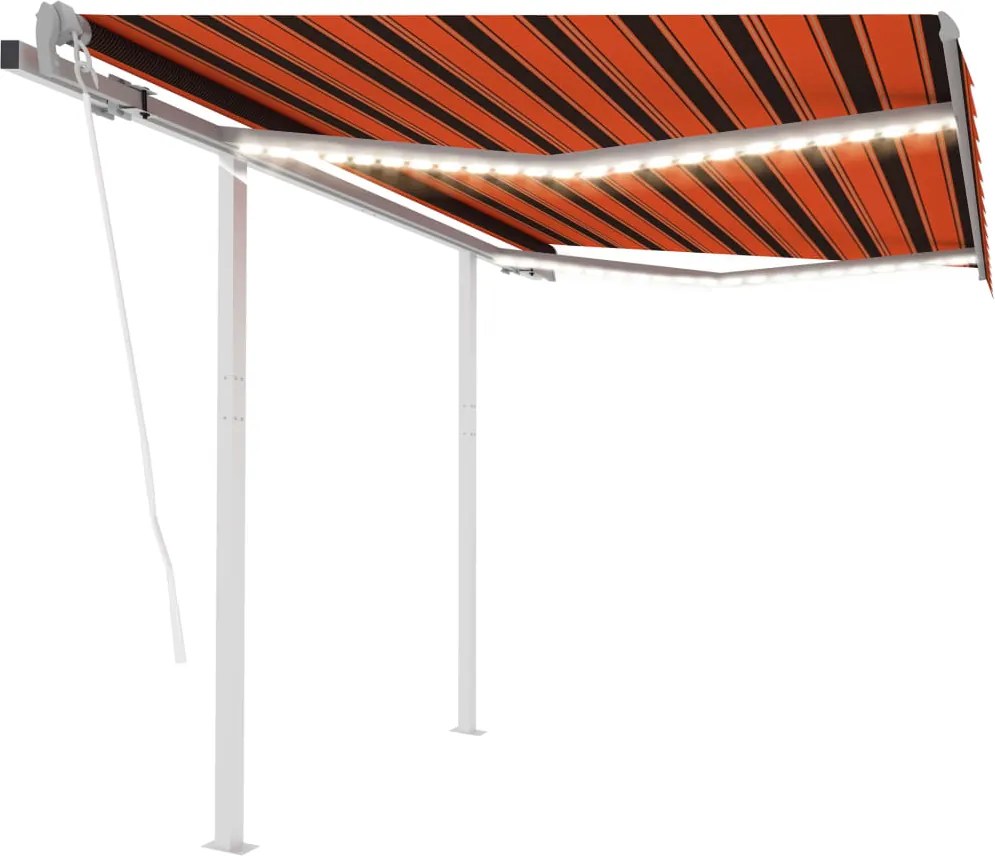 vidaXL narancssárga-barna szélérzékelős és LED-es napellenző 3x2,5 m