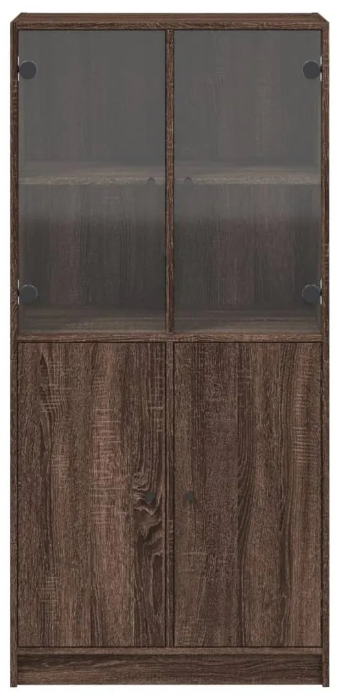 barna tölgyszínű szerelt fa magasszekrény ajtókkal 68x37x142 cm