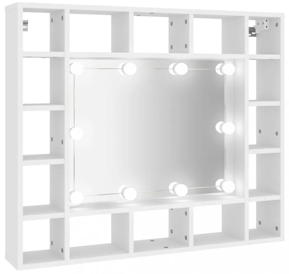 fehér tükrös szekrény LED-ekkel 91 x 15 x 76,5 cm