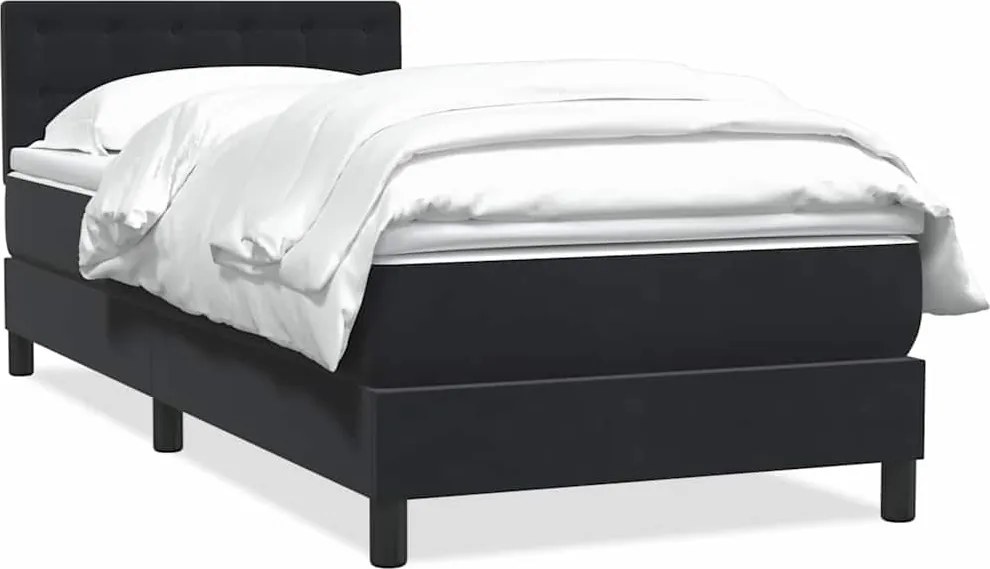 vidaXL fekete bársony rugós ágy matraccal 80x220 cm