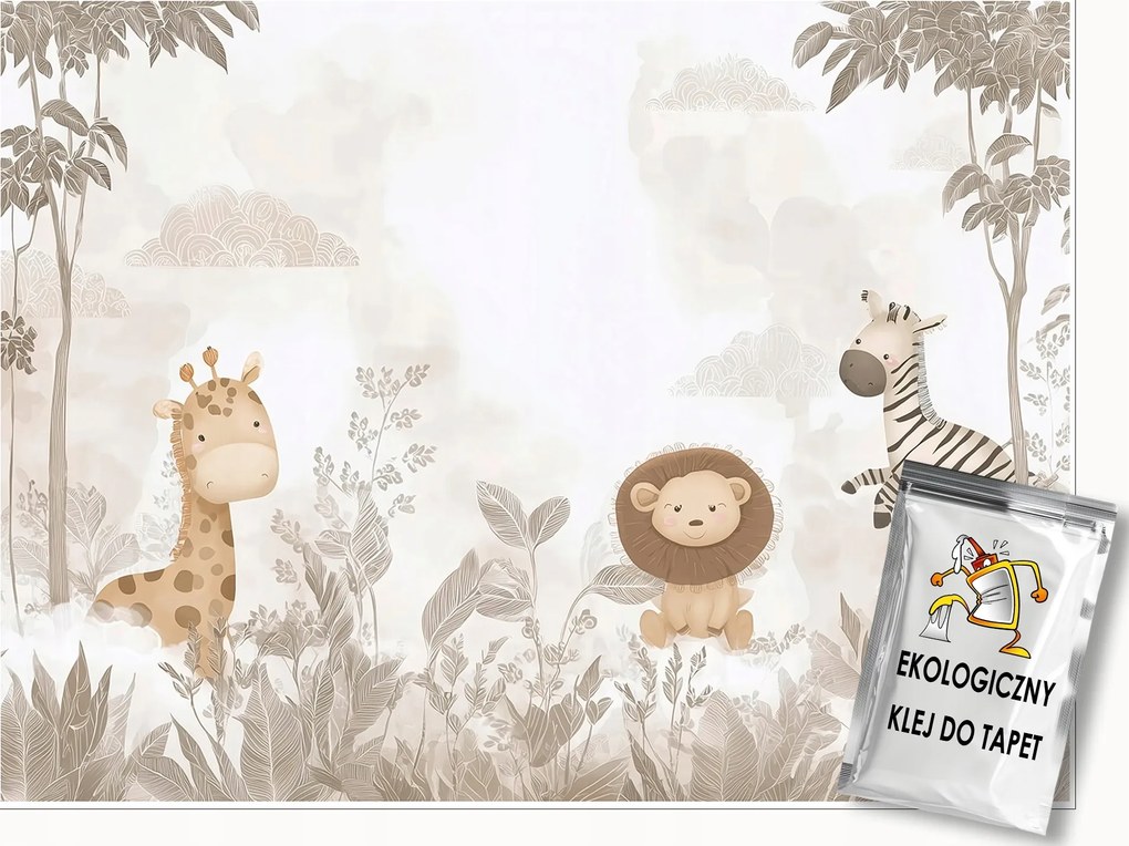Gyerek Fotótapéta Állatok Dzsungel Erdő Bézs Gyerek Tapéta 250x175