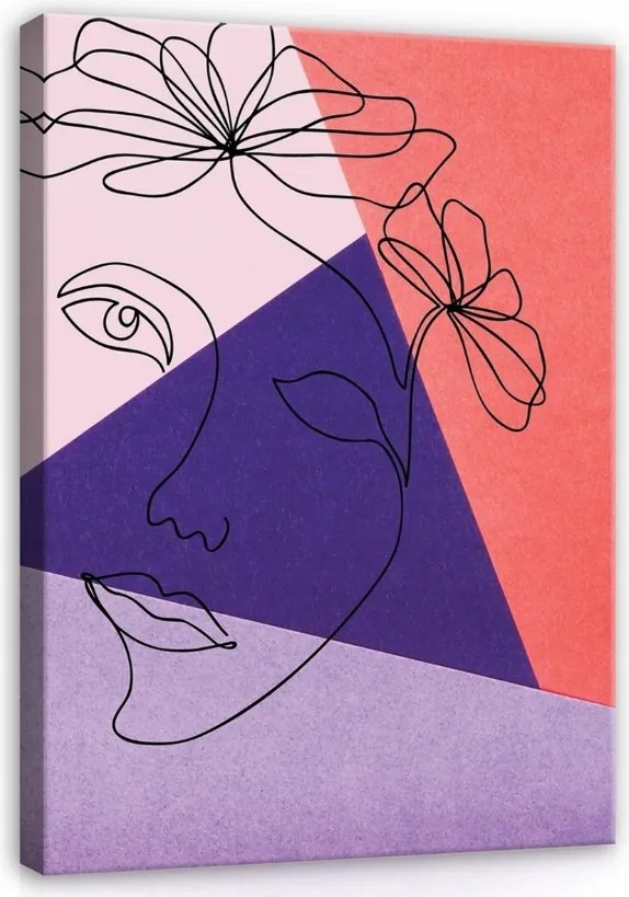 Vászonkép 75x100 Vonal művészet minimalizmus arcok virágok absztrakt nőiesség