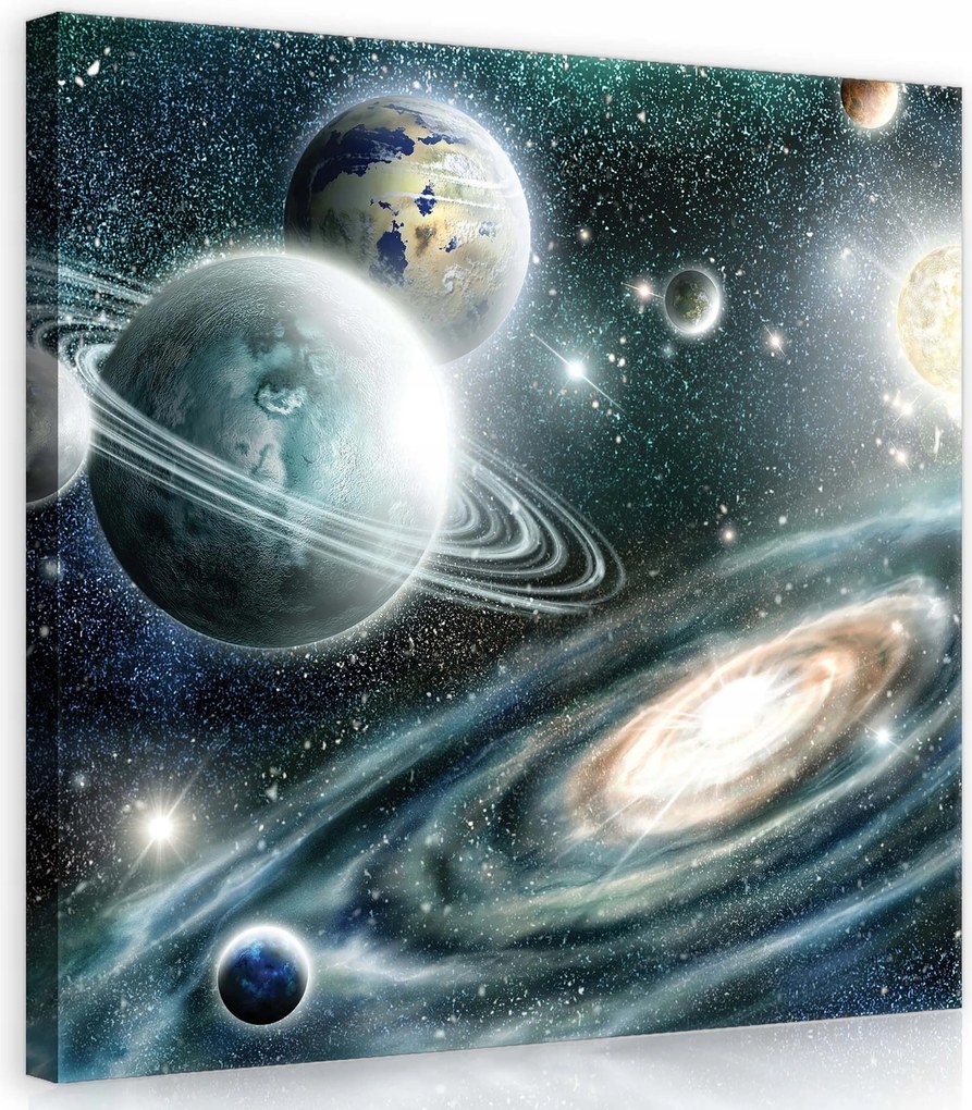 Vászonkép 80x80 Kozmosz bolygók csillagok galaxis köd Szaturnusz táj