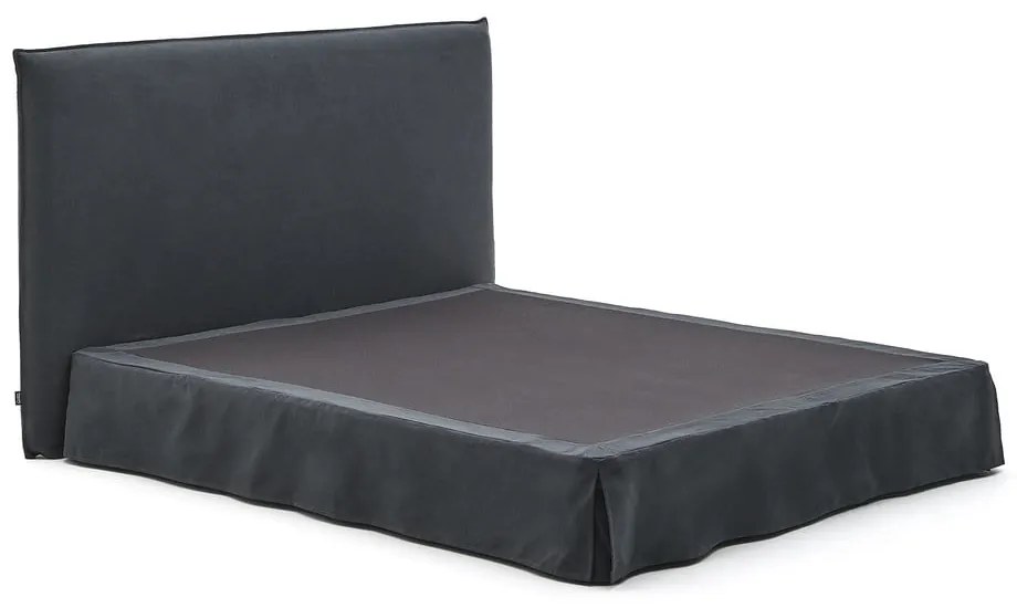 Antracitszürke kárpitozott franciaágy 180x200 cm Jaira – Kave Home