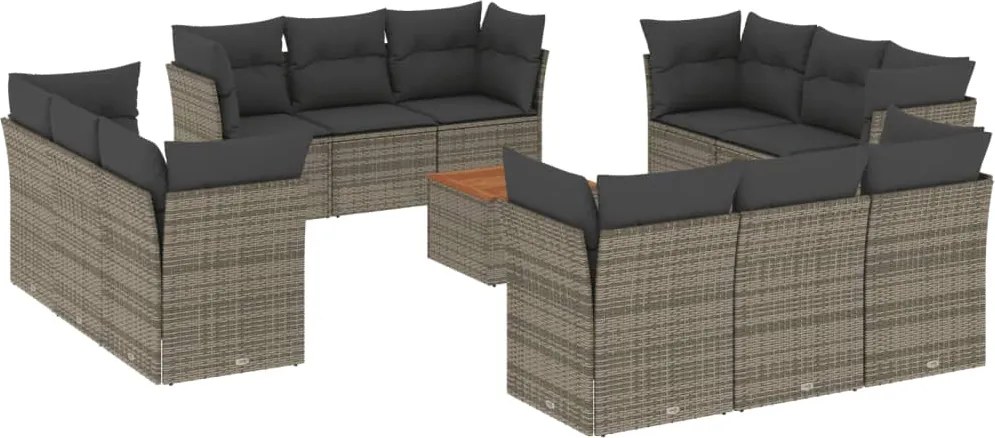 vidaXL 13 részes szürke polyrattan kerti ülőgarnitúra párnákkal