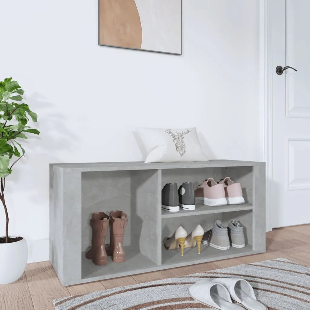 betonszürke szerelt fa cipőszekrény 100x35x45 cm