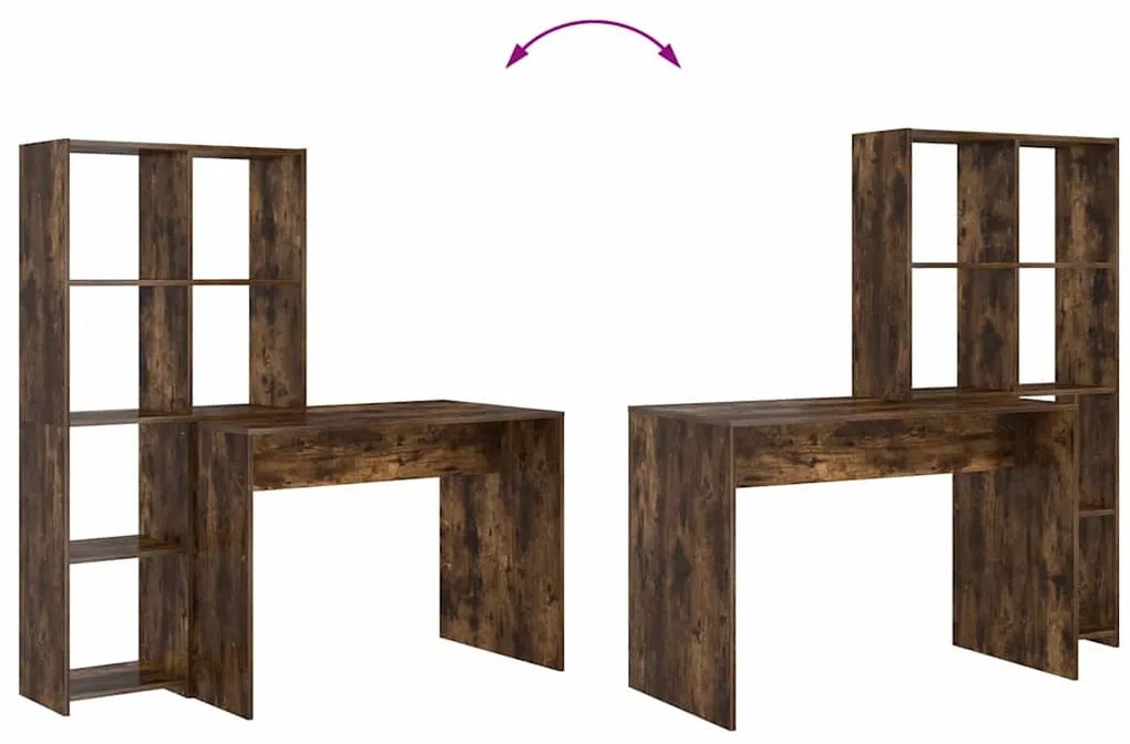 Asztal polcokkal Füstölt tölgy 138.5 x 55 x 143 cm Faanyag