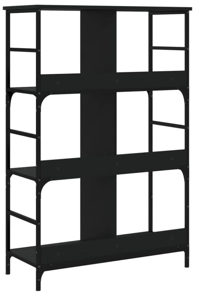 fekete szerelt fa könyvespolc 78,5 x 33 x 117,5 cm