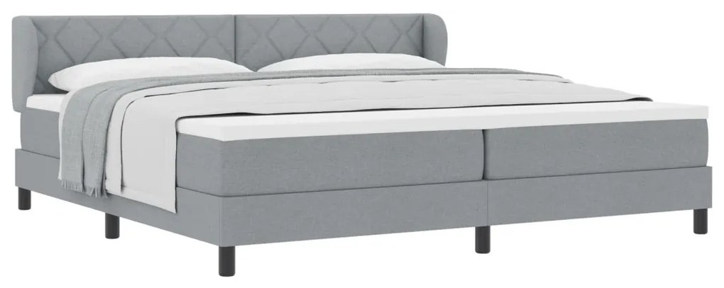 Boxspring Ágy Matrac nélkül Világosszürke 200x200 cm Szövet