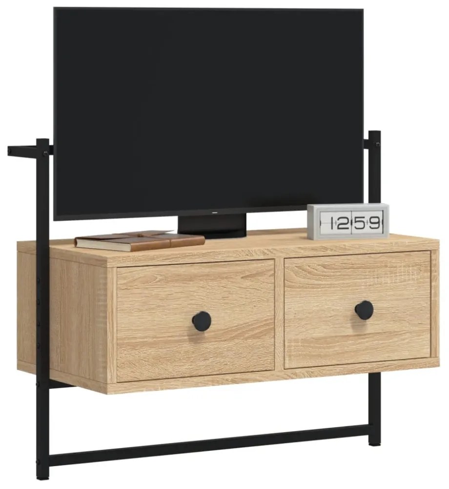 sonoma tölgy szerelt fa fali TV szekrény 60,5x30x51 cm