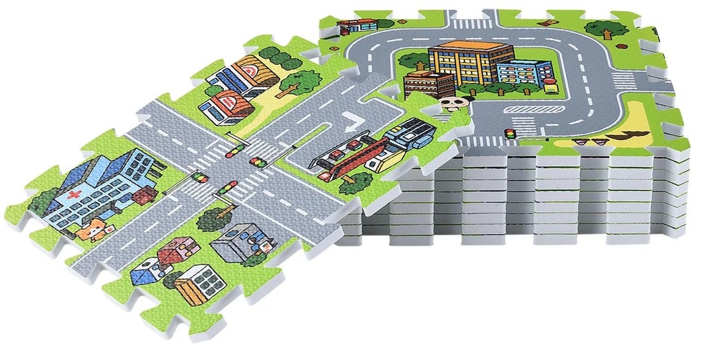 Jascha gyermek puzzle szőnyeg, 9 részes, utcák