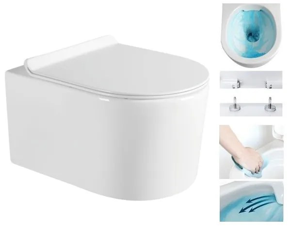 Mexen SOFIA Rimless függő WC csésze ülőkés lassan záródó, 49 x 37 cm, fehér, 30544000