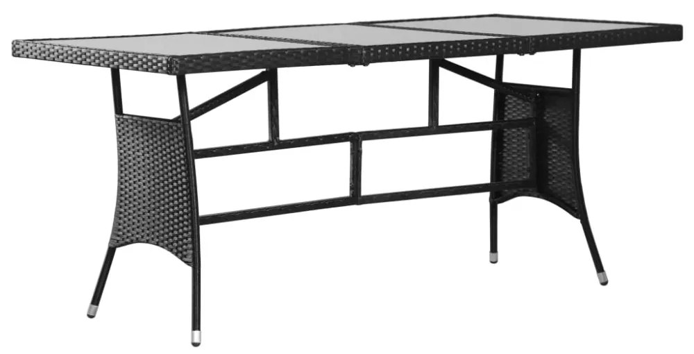 fekete polyrattan kerti asztal 170 x 80 x 74 cm